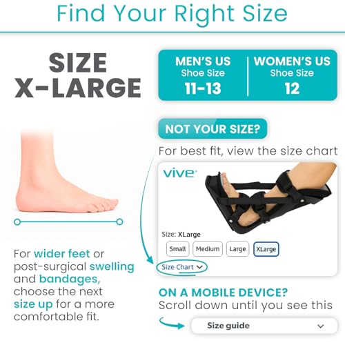 Vive Plantar Fasciitis Night Splint for Men & Women - Stabilizer Brace - size: X-Large: Men's 11 - 13; Women's 12.5 - 14.5