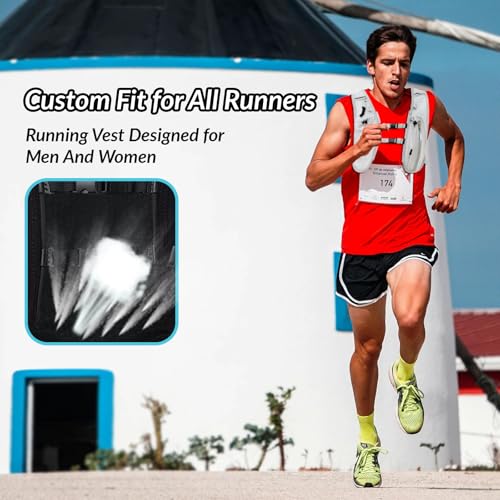 Runlight Running Vest for Women Men, Adjustable Hydration Backpack Breathable Reflective with 1.5L Water Bladder for Hiking, Trail, Running, Marathons, Cycling - color: Black