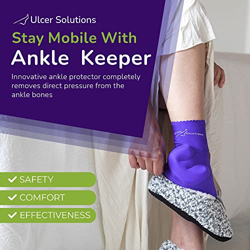 Ulcer Solutions Ankle Keeper – Physician-Designed Ankle Protector for Pressure Sores, Offloading Cushion for Pressure Ulcers, Enhanced Mobility & Comfort, Lightweight & Stretchable, Discreet Support for Injury Recovery & Senior Care, Medium: 7.5-9.0” (19.