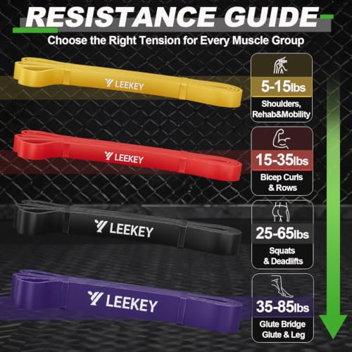 LEEKEY Resistance Bands Set for Pull Up Assistance & Exercise - color: Yellow Multicolor