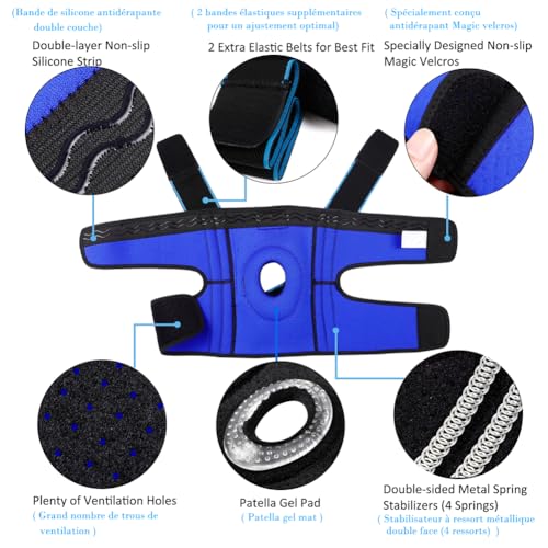 Knee Brace for Knee Pain, Adjustable Compression Knee Support Wrap with Side Stabilizers & Patella Gel Pad. Pro for Meniscus Tear,ACL,MCL,Arthritis, Joint Pain Relief,Injury Recovery - size: Large
