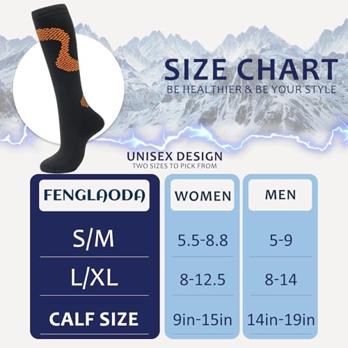 fenglaoda 8 Pairs Compression Socks for Men & Women 20-30 mmHg Knee High Nurse Pregnant Running Medical and Travel Athletic - color: 27-8 Pairs-02, size: Small-Medium