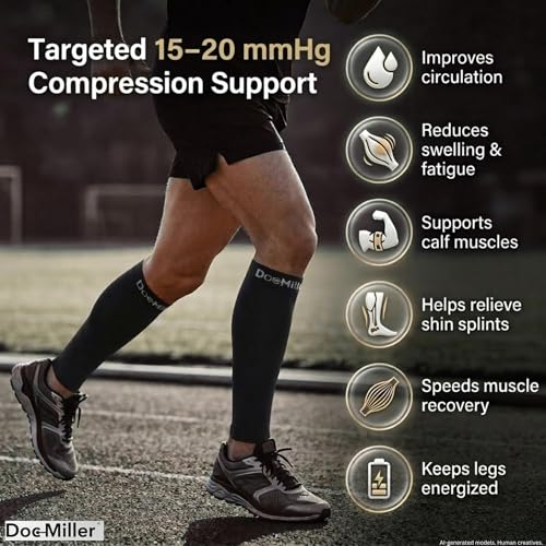 Doc Miller Calf Compression Sleeve for Petite Women & Men, 15-20 mmHg - color: Black, size: Small