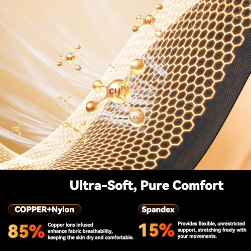 Copper Leg Compression Sleeve for Men & Women [360° Full Compression ] - style: Black-L/XL