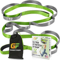 Physical Therapy Yoga Stretch Strap with 12 Loops, 1 Inch Wide, 8 Ft Long - color: Green/Grey