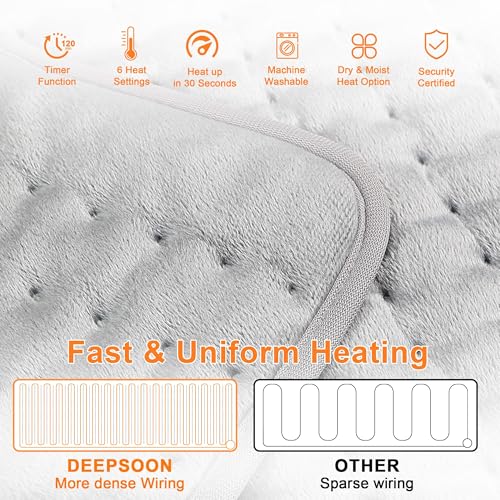 Heating Pad,Electric Heating Pads,Heating Pad for Back,Gray,40x20 Inch - color: Silvergray, size: 40x20 Inch