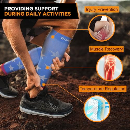 Doc Miller Compression Calf Sleeve for Men & Women, 20-30mmHg - color: Flag, size: Small REGULAR