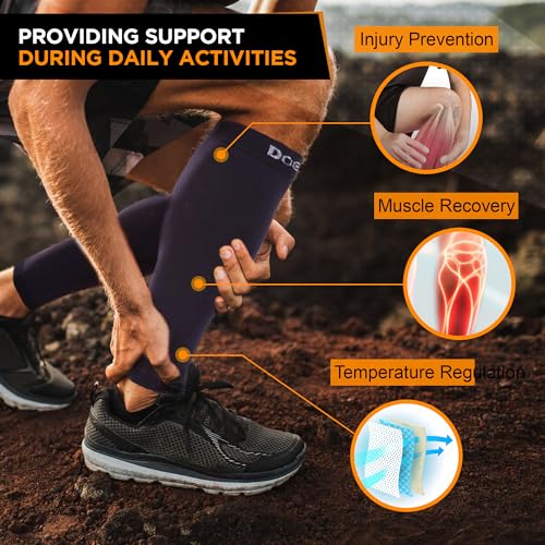 Doc Miller Calf Compression Sleeves 30-40 mmHg for Men & Women, 1 Pair - color: Jet Black, size: Medium