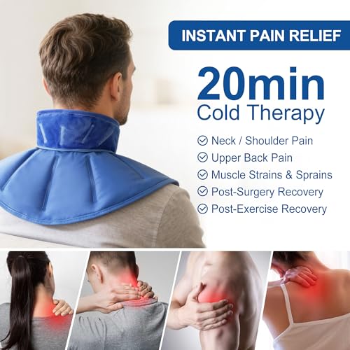 LotFancy Neck and Shoulder Ice Pack Wrap, Reusable Ice Pack for Injuries