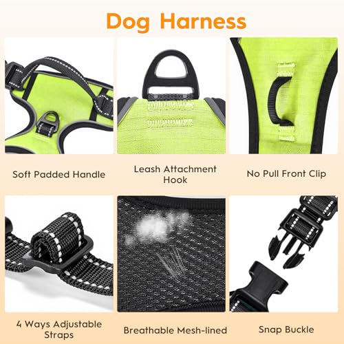 No Pull Dog Harness, No-Choke Soft Padded Reflective Dog Vest Harness with Front Clip & Top Handle, 2 Quick-Release Buckles, Adjustable for Small Medium Large Dogs - color: Velvet Green, size: X-Small