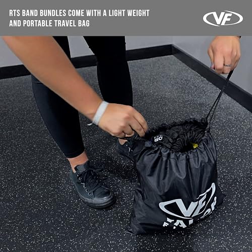 Valor Fitness Resistance Bands - 5lb to 25lbs - Carabiners Attached & 2 Bands per Weight Option with Handles– Sheath Covered - Strength Training New Compact 39" Design - Wall Door Rack Mount Options - color: Black -RTS-DOORattB