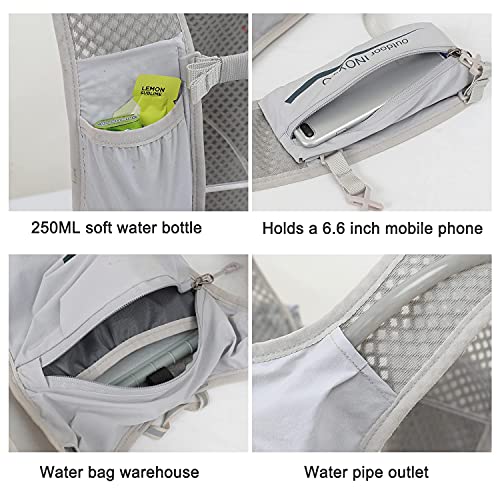 INOXTO Running Hydration Vest Backpack,Lightweight Insulated Pack with 1.5L Water Bladder Bag Daypack for Hiking Trail Running Cycling Race Marathon for Women Men - color: Light gray dark blue
