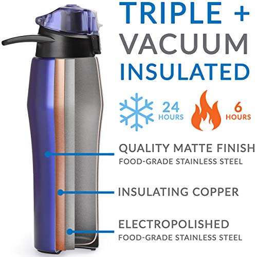 Cupture Action Bottle with Handle - Stainless Steel Vacuum-Insulated, 22 oz - color: Black