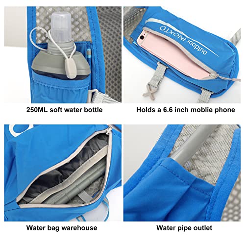 INOXTO Running Hydration Vest Backpack,Lightweight Insulated Pack with 1.5L Water Bladder Bag Daypack for Hiking Trail Running Cycling Race Marathon for Women Men - color: Blue White stripes