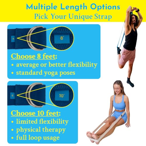 Extra-Wide 2 Inch Cotton Yoga Strap: Stretching, Physical Therapy, Exercise - color: Navy, size: 10 feet