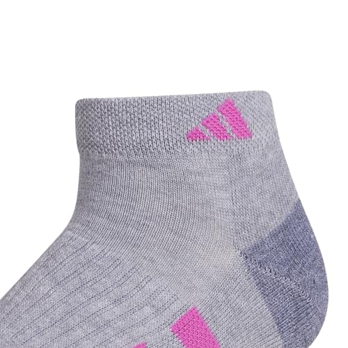 adidas Women's Cushioned Socks 3 Pairs - color: Cool Light Heather/Lucid Fuchsia Pink/Blue Fusion/3.0/Low Cut, size: Medium, style: Low Cut