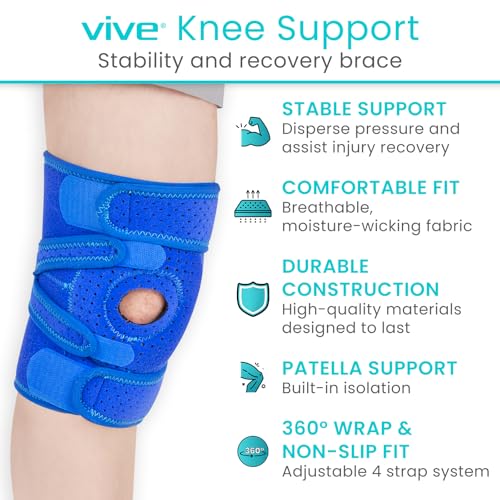 Vive Knee Brace for Meniscus Tear - ACL & Patella Support for Men, Women - color: Blue