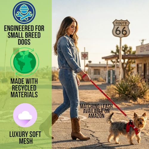 EcoBark Step in Dog Harness - Eco-Friendly Teacup Dog Harnesses for XS and Small Dogs - Reflective and Adjustable Mini Body Halter Vest -Tiny Soft Mesh Toy Breed Harness (Red, XS) - color: Red, size: XS- 5 to 6 lbs- Chest Up to 13 in (Pack of 1)