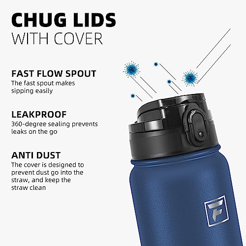 Fanhaw 32oz Stainless Steel Water Bottle with Chug Lid, Navy Blue - color: Navy Blue, style: 32 Ounces