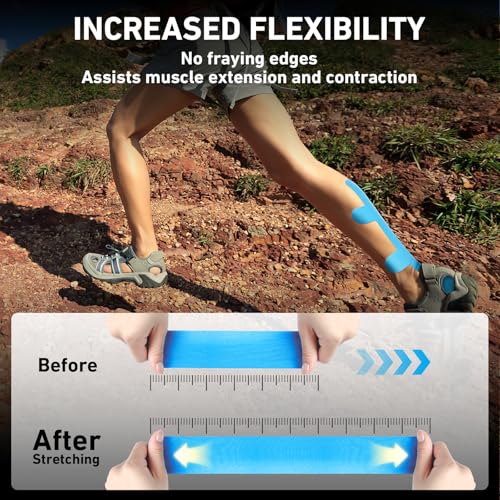 KTQUICK Precut Kinesiology Tape for Achilles Tendon,12PCS,20% Stronger,Blue - color: Blue
