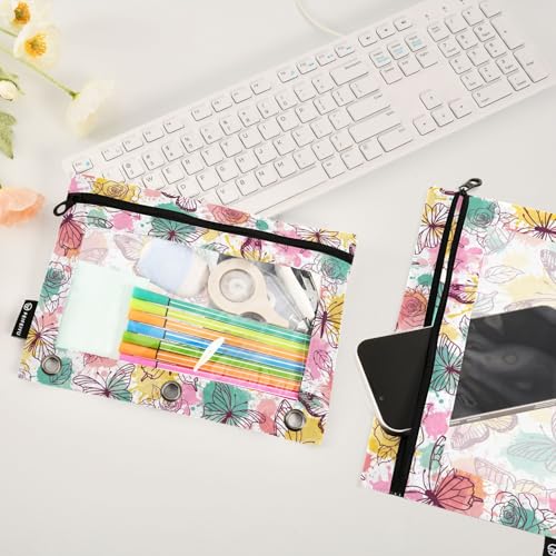 Butterfly Pencil Pouches for 3 Ring Binder 2 Pack - color: Butterfly