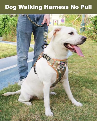 Tactical Dog Harness No Pull,Service Dog Vest with Handle,Army Camo, XL - color: Army Camo, size: XL(Neck: 22''-29.5'',Chest:25''-40''）