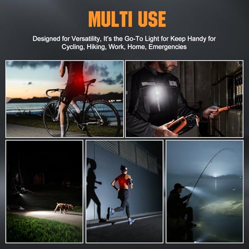 VTIGER C1 Rechargeable EDC Flashlight Clip-on Light, 1300 Lumens Powerful Portable Mini Swivel Clip Light,Multi-Mode,IPX6 Waterproof, Magnetic Small Pocket Lights for Cycling,Working,Emergency,Signal