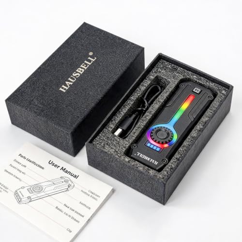 HAUSBELL UV Flat EDC Flashlight Rechargeable, 365nm Black Light & Red Laser Pointer, Slim Pocket Light 1800 Lumens, Stepless Dimming, Side-COB Flood, Magnetic Base for Outdoor, Car Repairing, Gifts - color: Black