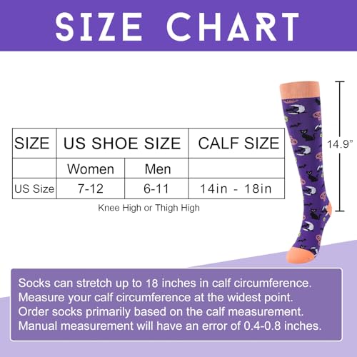 Junely Compression Socks for Women Knee High Socks Funny - color: Halloween01