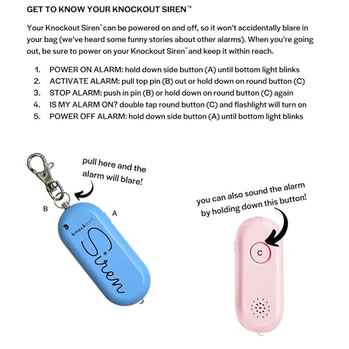 Knockout Siren - Teal - Personal Security Alarm Keychain - Rechargeable - Easy to Use - Super Loud - 130 DB - LED Flashlight - Emergency Safety Alarm for Women, Men, Children, Elderly - TSA Approved - color: Teal