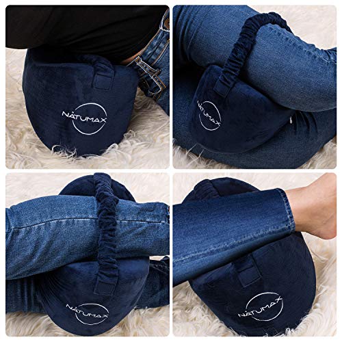 Knee Pillow for Side Sleepers - Relief from Sciatica Pain, Back/Leg Pain, Pregnancy, Hip and Joint Pain Memory Foam Leg Pillow + Free Sleep Mask and Ear Plugs - color: Blue