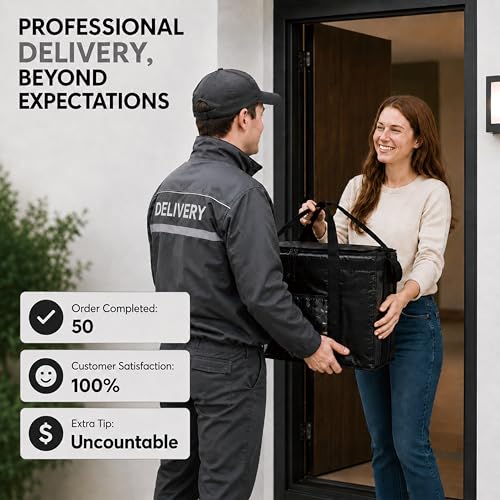 NZ home Insulated Food Delivery Bag, Grocery Cooler & Catering Tote - color: Black, size: 2XL (PRO)