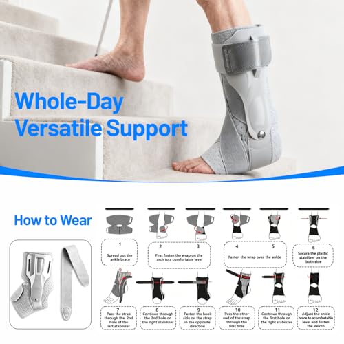 Ankle Stabilizer Brace with Side Support - Layered Compression Knit,Adjustable Cross Straps,Removable on Both Sides,Moisture-Wicking Fabric - size: X-Large