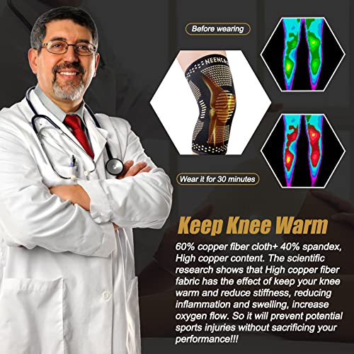 NEENCA Copper Knee Braces for Women Men Pain Relief-2 Pack Knee Sleeves Set - size: XXXXX-Large