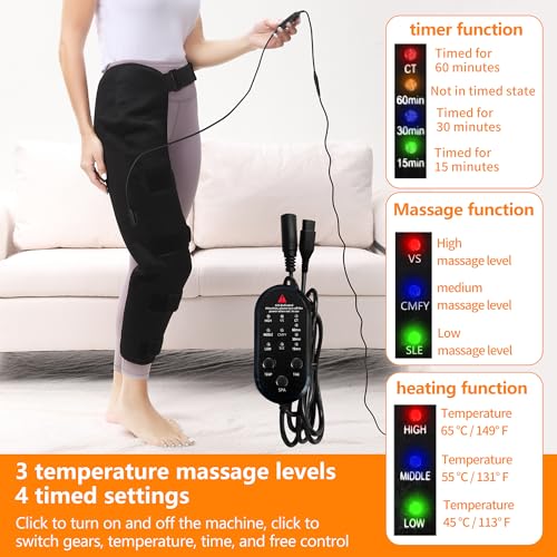 Leg Heating Pad Massager, Heating Pad for Legs with 3 Vibration and Heat Settings, Heating pad for Knee & Thigh & Calf Pain Relief, Adjustable Size