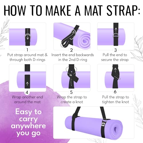 TECEUM 2 IN 1 Yoga & Mat Strap for Stretching – Cotton – 6/8/10 ft - color: Black, size: 10 ft