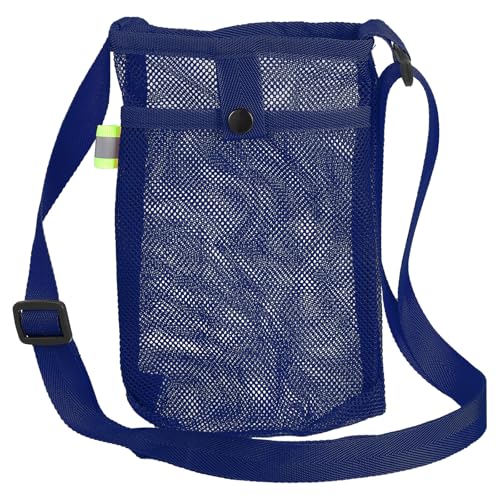 Uxcell Water Bottle Holder With Adjustable Shoulder Strap, Carrier Bag, Mesh Crossbody Carrier With Pocket for Sports, Hiking, Walking, Travel - color: Navy Blue