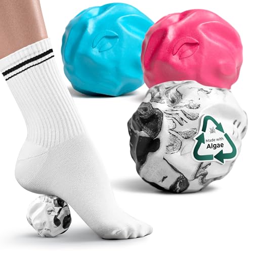 Oceanfoam Lacrosse Ball Massage Therapy, Marbled, Miami Blue, Hot Pink, 3pk - color: Pack of 3 (Black Marbled, Miami Blue, Hot Pink )