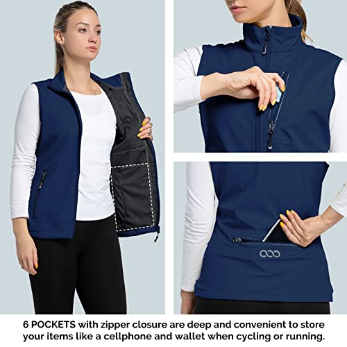 33,000ft Women's Lightweight Running Vest with 6 Pockets for Travel Golf - color: Deep Blue, size: Large