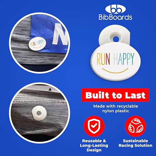 BibBoards bibSNAPS Race Bib Clips, Run Happy, 4 Pack - color: Run Happy