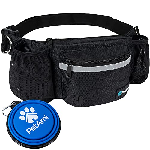 PetAmi Dog Fanny Pack, Treat Pouch for Dog Walking Training, Black - color: Black