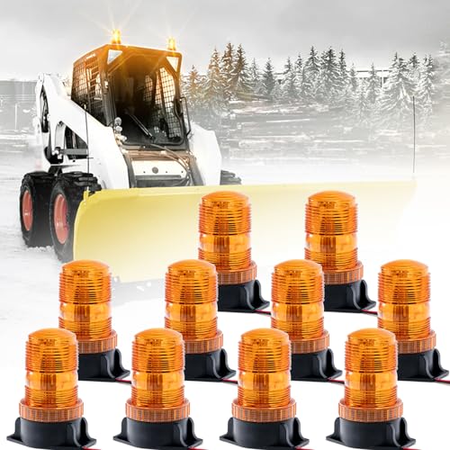 10-Pcs 30 LEDs Amber Forklift Beacon Strobe Light, Emergency Warning Safety Flashing Lights for DC 10-110V Construction Work Trucks, Mower, Tractor, Golf Carts, Bus, Snow Plow, Towing Vehicles - size: 10-PCS