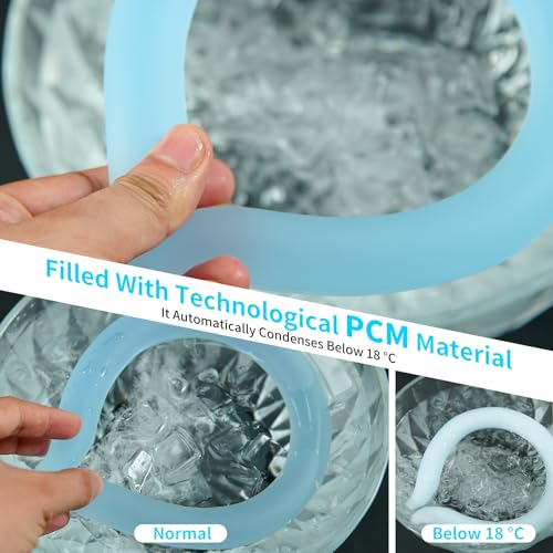 2PCS PCM Neck Cooling Tube with Insulated Bag, Reusable Ice Ring Neck Cooler Wrap, Wearable Cooling Neck Ring for Hot Summer Weather Outdoor Work, TPU Freezable Collar (Blue*2) - color: Double Blue