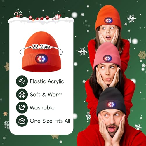 Unisex Beanie with The Light, Gifts for Men Women Husband Him - color: Orange