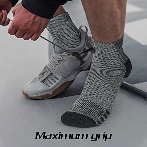 Iseasoo Ankle Compression Socks for Women Men, 5 Pairs Copper Running Socks - color: A03 - Gray, size: Large-X-Large
