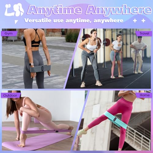10 Pcs Fabric Resistance Bands for Exercise, 5 Levels - color: Vibrant
