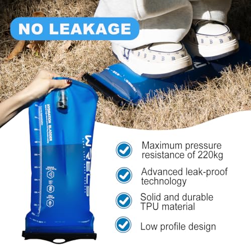 WRELS 1L/1.5L/2L/3L BPA Free Hydration Bladder,Leakproof TPU Water Bladder for Hiking Backpack,Large Opening Water Reservoir Hydration Pack for Running Cycling Camping - size: 1.5L