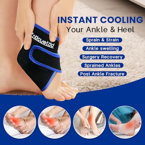 Ankle Ice Pack Wrap Reusable Gel Cold Compression for Foot Discomfort - color: Black