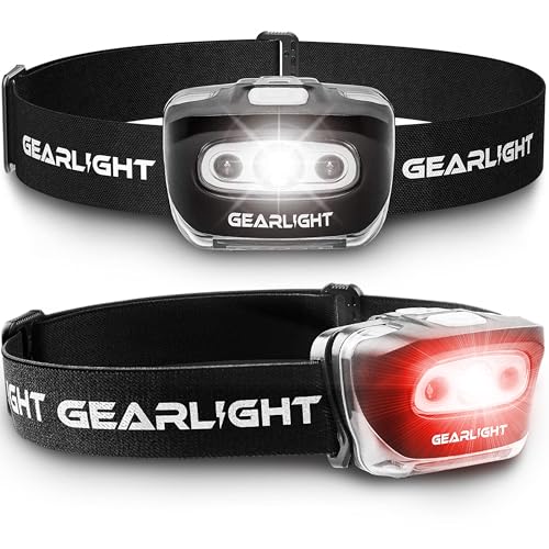 LED Headlamp 2-pack Battery Powered (AAA) (Batteries Not Included) | Head Lamp for Running Hunting Camping Fishing Hiking with Red Light and Adjustable Headband - Bright Forehead Headlamp 7 Modes - size: 2 Pack, Battery Powered (Batteries Not Included)