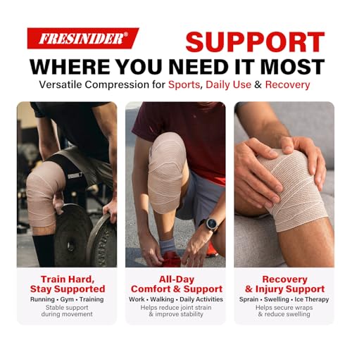 FRESINIDER Premium Elastic Bandage Wrap 5 Inch, 6 Pack, Hook and Loop - color: 5" X 6 Pack